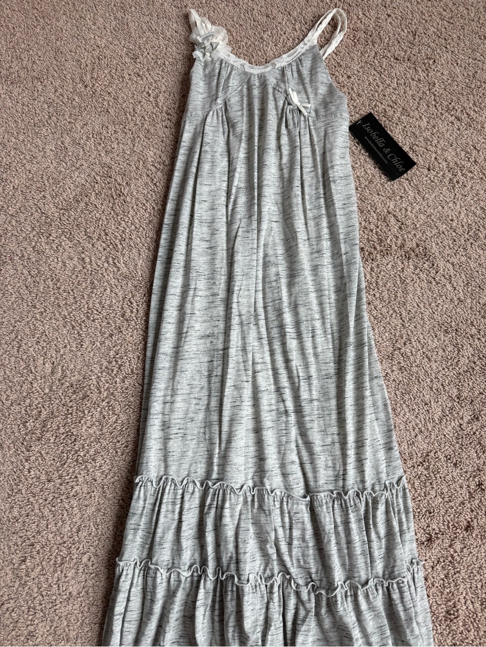 NWT Isobella & Chloe Nora Gray Maxi Dress Girls Size 12
